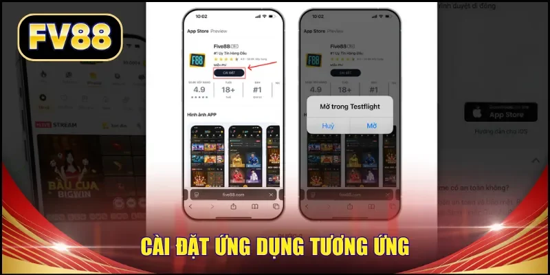Cài đặt ứng dụng tương ứng