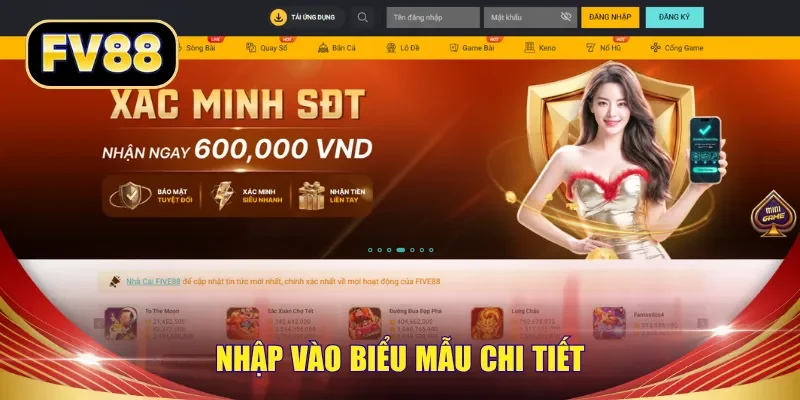 Nhập vào biểu mẫu chi tiết